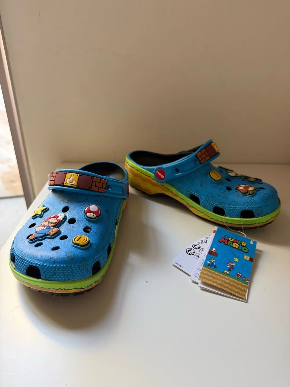 CROCS Super Mario Blue Clogs with Character Charms